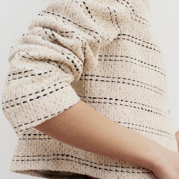 Zara Cream and Black Tweed Blazer - Picture 3 of 4